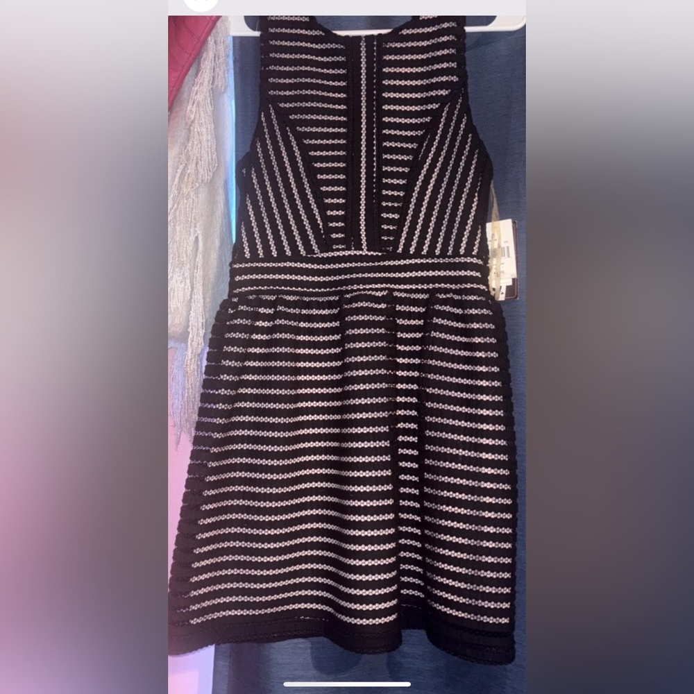 Chic Black and White Strapless Dress